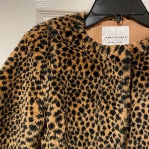 JANIE and JACK leopard cheetah fur coat girl 5/6 EUC